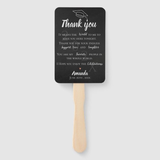 Black White Photo Quote Class Afstuderen Hartelijk Handwaaier (Achterkant)