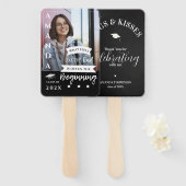 Black White Photo Quote Class Afstuderen Hartelijk Handwaaier (Voorkant en achterkant)