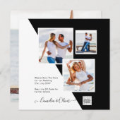 Black White Photo Weddenschap nodigt QR Code Save (Voorkant / Achterkant)