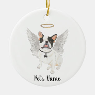 Black White Pied Frenchie Sympathie Memorial Keramisch Ornament