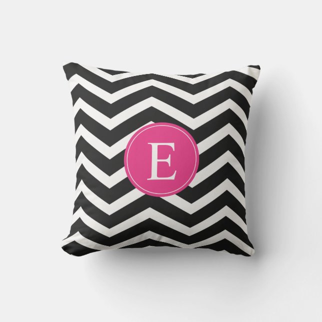 Black White Pink Chevron Custom Buitenkussen (Voorkant)
