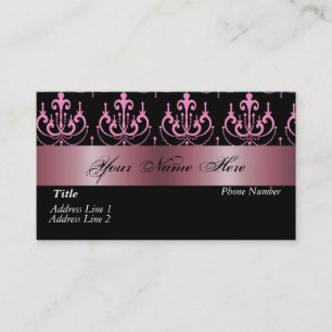 Black White Pink Damask Visitekaartje