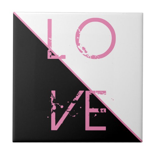 Black White Pink Love Abstract Art Tegeltje (Voorkant)