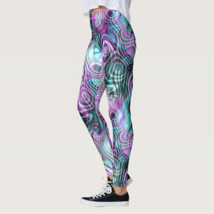 Black White Pink Paars Aqua Turquoise Fractals Leggings