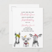 Black White Pink Script Farm Invitation Anniversai (Devant / Derrière)