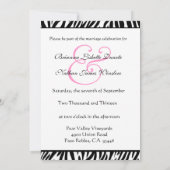 Black White Pink Zebra Wedding Kaart (Achterkant)