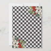 Black White Plaid Botanical Christmas Party Kaart (Achterkant)