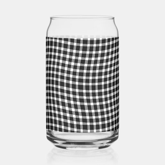 Black White Plaid Checker Seamless Pattern Blikvorm Glas (Voorkant)