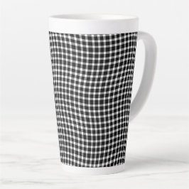 Black White Plaid Checker Seamless Pattern Latte Mok