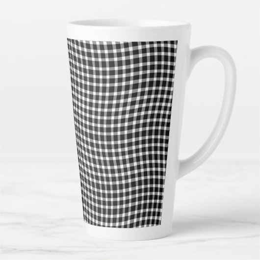 Black White Plaid Checker Seamless Pattern Latte Mok (Rechts)