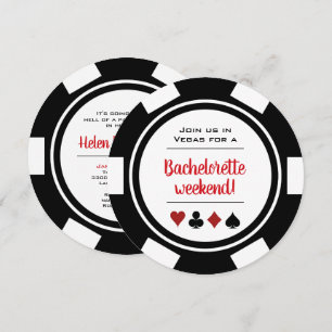 Black White Poker Chip Casino Bachelorette Party Kaart