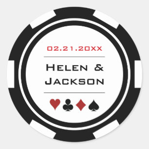 Black White Poker Chip Casino Wedding Ronde Sticker
