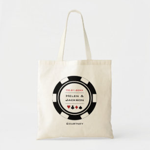 Black & White Poker Chip Naam Casino Wedding Tote Bag
