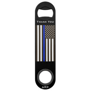 *~* Black White Police Thin Blue Line Flag Speed Flessenopener