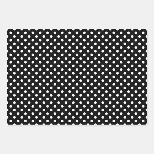 Black White Polka Dot Pattern Inpakpapier Vel (Voorkant)
