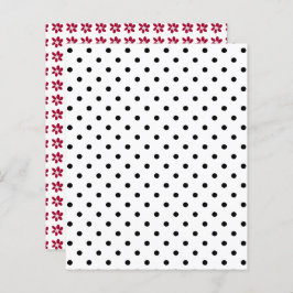 Black White Polka Dot Red Flowers Scrapbook Paper