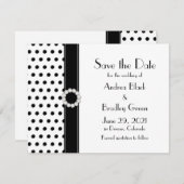 Black White Polka Dot Wedding Save the Date (Voorkant / Achterkant)