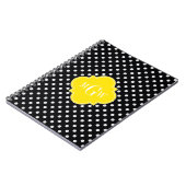 Black White Polka Dot Yellow Quatrefoil 3 Monogram Notitieboek (Linkerzijde)