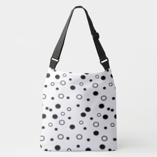 Black White Polka Dots Crossbody Tas (Voorkant)