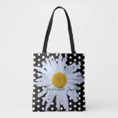 Black White Polka Dots Daisy Custom Draagtas (Voorkant)
