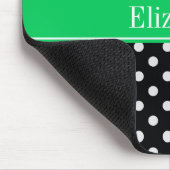 Black White Polka Dots Emerald Name Monogram Muismat (Hoek)