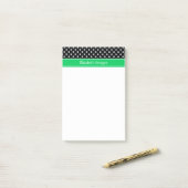 Black White Polka Dots Emerald Name Monogram Post-it® Notes (Op bureau)