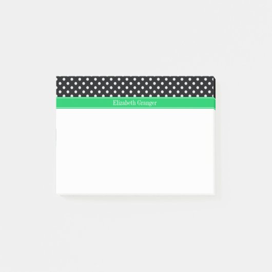 Black White Polka Dots Emerald Name Monogram Post-it® Notes (Voorkant)