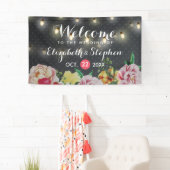 Black White Polka Dots Floral String Light Wedding Spandoek (Insitu)