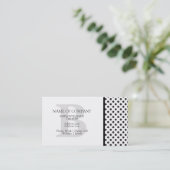 Black White Polka Dots Grey Designer Monogramed Visitekaartje (Staand voorkant)