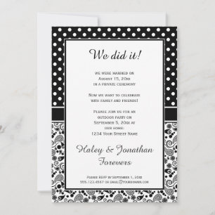 Black White Polka Dots over Paisley Reception Kaart