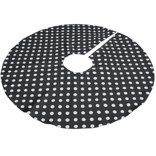 Black White Polka Dots Pattern Kerstboom Rok (Gekanteld)