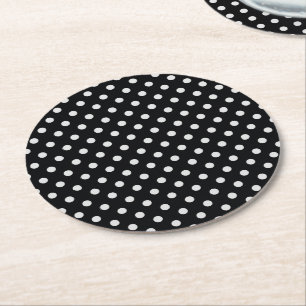 Black White Polka Dots Pattern Ronde Kartonnen Onderzetter