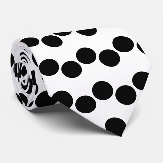 Black White Polka Dots Pattern Stropdas (Opgerold)