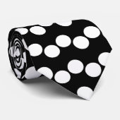 Black White Polka Dots Pattern Stropdas (Opgerold)