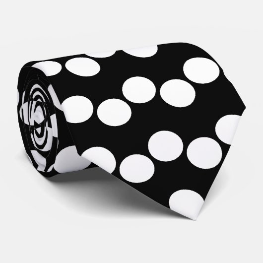 Black White Polka Dots Pattern Stropdas (Opgerold)