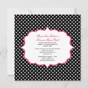 Black White Polka Dots roze Lijst Receptie Kaart