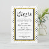Black White Polkadot Gold Baby Sprinkle Invitation (Debout devant)