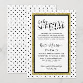 Black White Polkadot Gold Baby Sprinkle Invitation (Devant / Derrière)