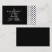 Black White Polkadots Grey Designer Monogram Visitekaartje (Voorkant / Achterkant)