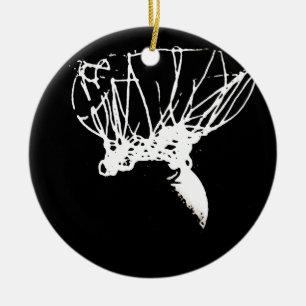 Black White Pop Art Basketball Keramisch Ornament