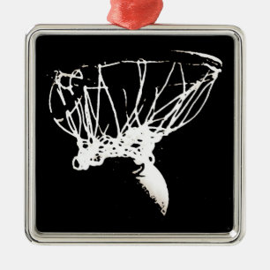 Black White Pop Art Basketball Metalen Ornament
