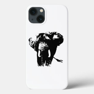 Black White Pop Art Elephant iPhone 13 Hoesje