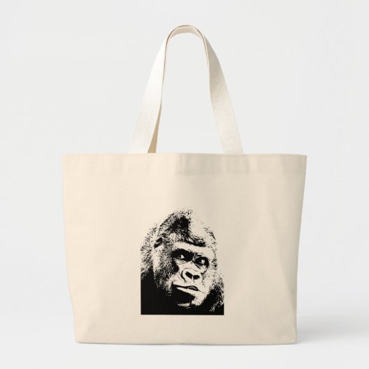 Black White Pop Art Gorilla Grote Tote Bag (Voorkant)
