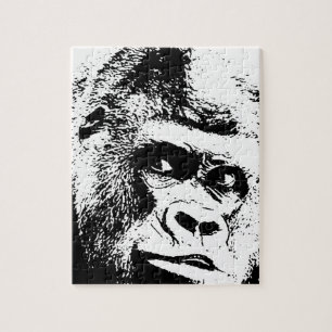 Black White Pop Art Gorilla Legpuzzel