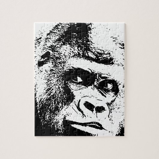 Black White Pop Art Gorilla Legpuzzel (Verticaal)