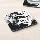 Black White Pop Art Gorilla Onderzetter (Linkerzijde)