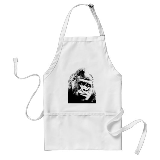 Black White Pop Art Gorilla Standaard Schort (Voorkant)