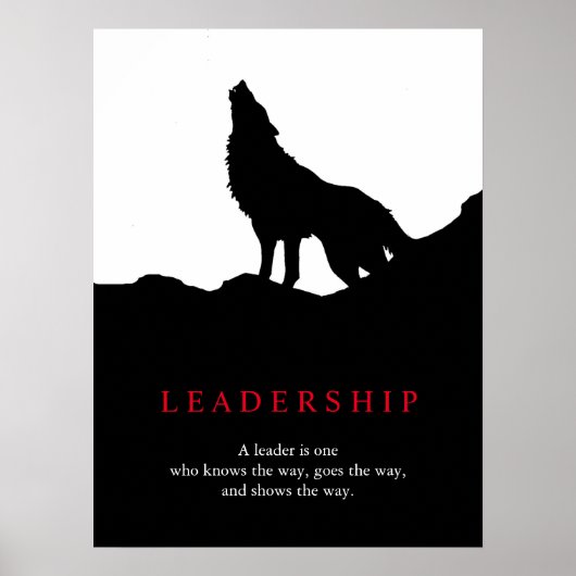 Black White Pop Art Leadership Wolf Poster (Devant)