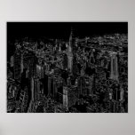 Black & White Pop Art New York City Poster<br><div class="desc">Black & White New York City - Manhattan Skyscrapers Image de l'Art numérique</div>