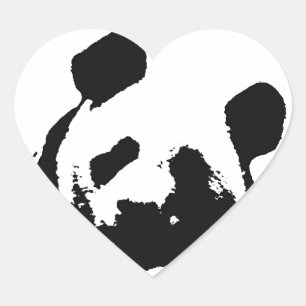 Black White Pop Art Panda Hart Sticker